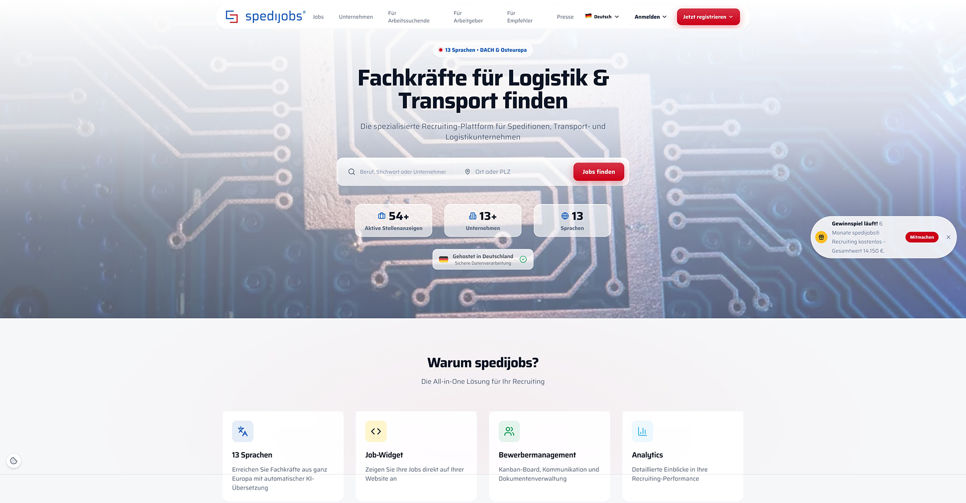 AI-gestützte Recruiting-Plattform für die Logistikbranche – Startseite & Job-Suche